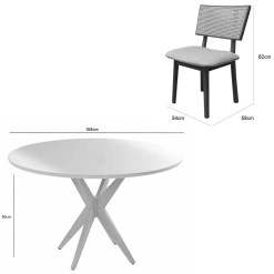 Mesa De Jantar Simpatia Com Vidro Redonda 108cm Com 4 Cadeiras Diamante Em Linho Madeira Jcm 92986