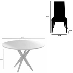 Mesa De Jantar Simpatia Com Vidro Redonda 108cm Com 4 Cadeiras Giulia Em Linho Estofadas Jcm 84579