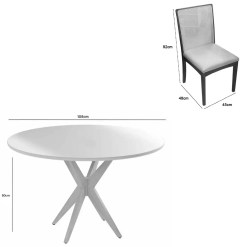 Mesa De Jantar Simpatia Com Vidro Redonda 108cm Com 4 Cadeiras Lara Kappesberg Em Linho Madeira Jcm 86975