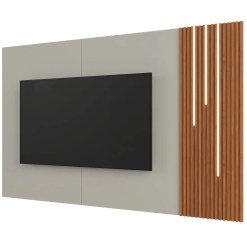 Painel Arezzo Mavaular 220cm Com Led Para Tv Ate 75 Polegadas Naturale Off White 47656