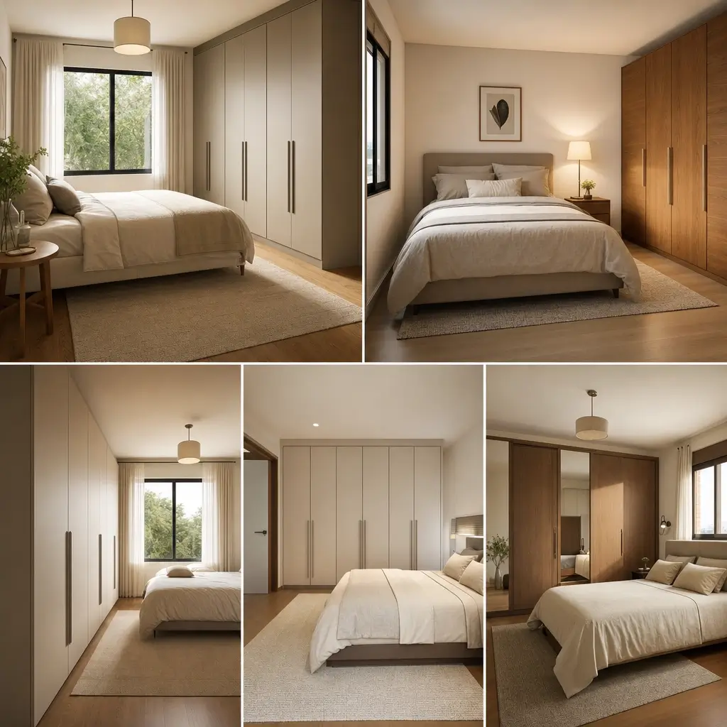 Posicionar cama e guarda-roupa no quarto: 4 layouts práticos, montagem com 5 opções de quarto