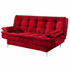 Sofa Cama Agatha Casal 3 Lugares Com Encosto Reclinavel Aifos Vermelho 32696