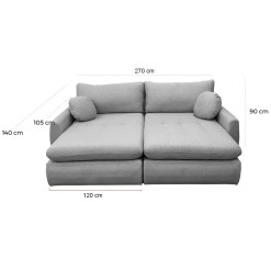 Sofa Cama Amaranto 270cm Em Linho 5 Lugares Retratil Innove 84319