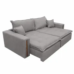 Sofa Cama Fabiana Em Linho 4 Lugares Retratil E Reclinavel 240cm Zarat Gelo 69770