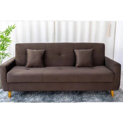 Sofa Cama Pamela 4 Lugares Reclinavel Com Bau 207cm Tecido Veludo Matrix 77397