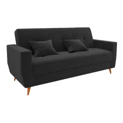Sofa Cama Pamela 4 Lugares Reclinavel Com Bau 207cm Tecido Veludo Matrix Preto 82652
