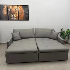 Sofa Cama Portinari 4 Lugares Retratil E Reclinavel 220cm Tecido Linho Innove 50681
