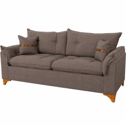 Sofa Creta 3 Lugares Tecido Linho 200cm Boareto Marrom 81031