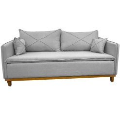 Sofa Lisboa Boareto Em Linho 2 Lugares Pe Madeira 180cm Cinza 68922