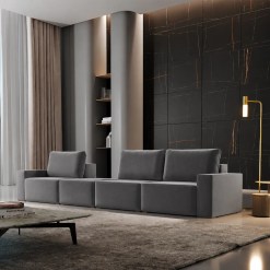 Sofa Modular Lecanton Em Veludo 4 Pecas 5 Lugares Imperio 37647