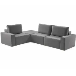 Sofa Modular Lecanton Em Veludo 4 Pecas 5 Lugares Imperio Cinza 95760