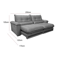 Sofa Qatar Com Molas Ensacadas 4 Lugares Retratil E Reclinavel 250cm Tecido Veludo Trevo 17574