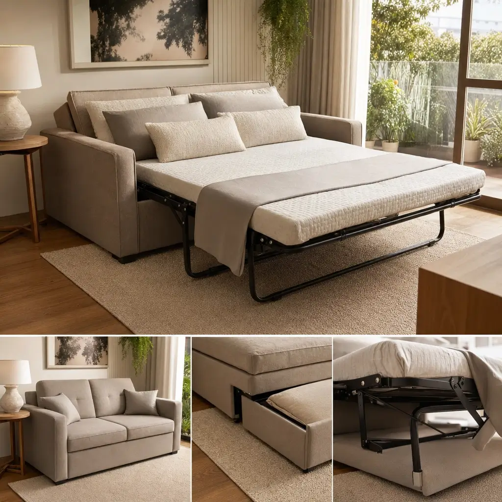 Sofá cama vale a pena: tipos e medidas, sofá-cama aberto e detalhes do mecanismo e gaveta auxiliar