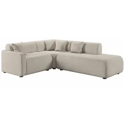 Sofa De Canto Cargo 2 Cantos Com Chaise Em Linho 5 Lugares Estofart Bege 67037