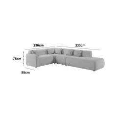 Sofa De Canto Cargo Em Linho 7 Lugares Com Chaise Estofart 87708