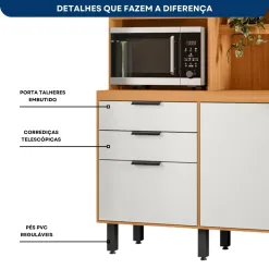 Armario De Cozinha Murano 7 Portas 2 Gavetas Poliman 28219