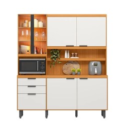 Armario De Cozinha Murano 7 Portas 2 Gavetas Poliman Freijo Uv Off Acentinado 79156