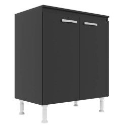 Balcao Cozinha Evidencia 80cm 2 Portas Preto 49394