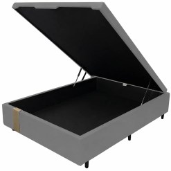 Base Bau Kwid Casal Em Linhao 41x138x188 Dream House Cinza 12907