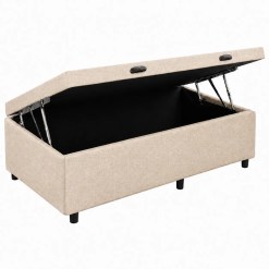 Base Bau Kwid Solteiro Em Linho 41x88x188cm Dream House Bege 51734
