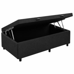 Base Bau Kwid Solteiro Em Linho 41x88x188cm Dream House Preto 12785