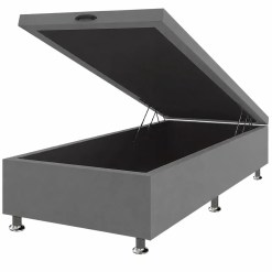 Base Box Bau Solteirao Corino 40x108x188 Framar Cinza 72877