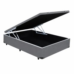 Base Cama Viuva Bau Em Veludo 41x188x128cm Blindado Cinza 30097