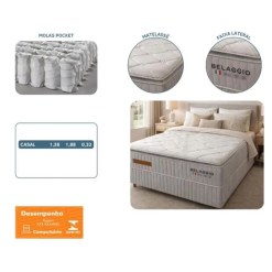 Colchao Belaggio Casal Com Molas Pocket 32x138x188cm Sleep Soft 35267