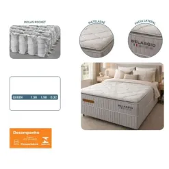 Colchao Belaggio Queen Com Molas Pocket 32x158x198cm Sleep Soft 63665