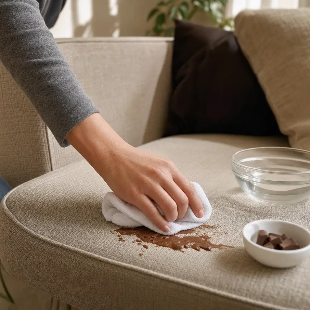 Como tirar mancha de chocolate do estofado sem espalhar