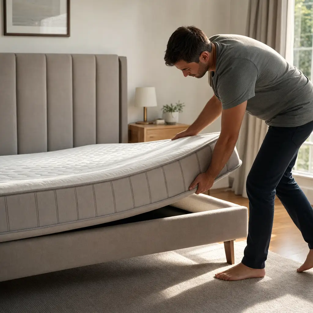 Como virar o colchão corretamente: quando fazer homem virando colchão na cama