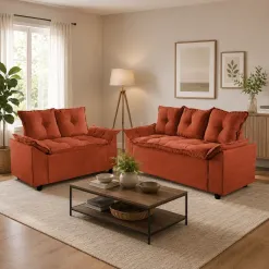 Conjunto De Sofa Veneza Com 2 E 3 Lugares Tecido Suede 64334