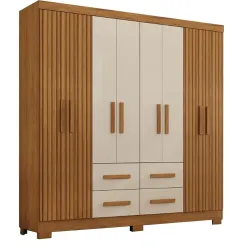 Guarda Roupa Itapema Atualle Casal 8 Portas 4 Gavetas Nogueira 3d Natura 98660