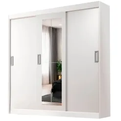 Guarda Roupa New Lisboa Casal 3 Portas 2 Gavetas Com Espelho Evidencia Branco 70257