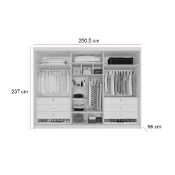 Guarda Roupa Potente Casal Ripado 6 Portas 6 Gavetas Europa 80838