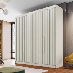 Guarda Roupa Potente Solteiro Ripado 4 Portas 3 Gavetas Europa 12207