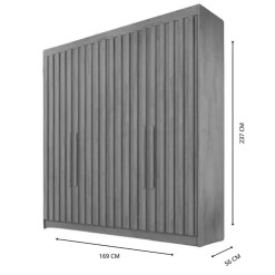 Guarda Roupa Potente Solteiro Ripado 4 Portas 3 Gavetas Europa 65647