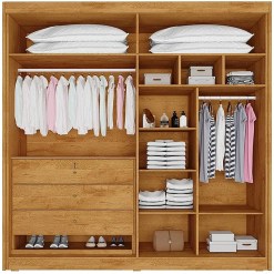 Guarda Roupa Potente Solteiro Ripado 4 Portas 3 Gavetas Europa 97703