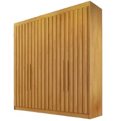 Guarda Roupa Potente Solteiro Ripado 4 Portas 3 Gavetas Europa Peroba 40123
