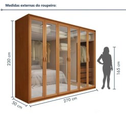 Guarda Roupa Suavita Glass Casal Com Led 6 Portas 6 Gavetas Lopas 89520