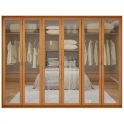 Guarda Roupa Suavita Glass Casal Com Led 6 Portas 6 Gavetas Lopas Amendoa 87090
