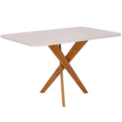 Mesa Cacau Com Vidro 130x80cm Cimol Cinamomo Off White 37706