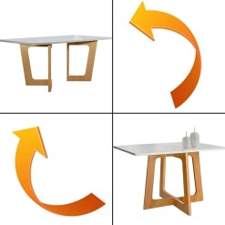 Mesa Dubai Flex Londres 160x80cm Com Vidro Cel Moveis 34032