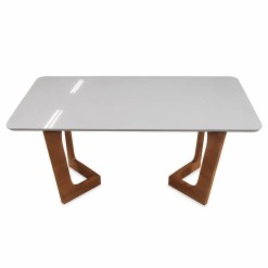 Mesa Dubai Flex Londres 160x80cm Com Vidro Cel Moveis Cinamomo Off White 83998