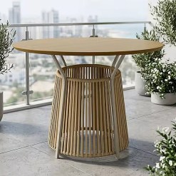 Mesa Roma Redonda 120cm Com Corda Nautica Paonanda 11301