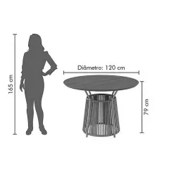 Mesa Roma Redonda 120cm Com Corda Nautica Paonanda 94511
