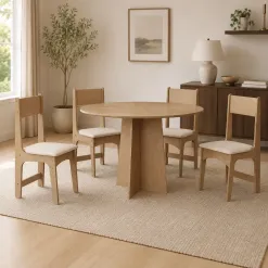 Mesa De Jantar Cindy 90cm Redonda Sem Vidro Com 4 Cadeiras Delta Em Corino Sonetto 16707