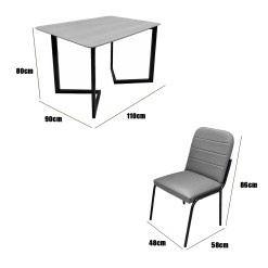Mesa De Jantar Cronos 110x90cm Com 4 Cadeiras Chicago Em Courino Aco Tubo Minas 50619