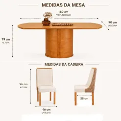 Mesa De Jantar Montreal 180x90cm Em Linho Sem Vidro E 6 Cadeiras Montreal Cel Moveis 41248