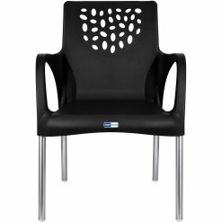 Poltrona Deluxe Com Pes De Aluminio Forte Plastico Preto 40138